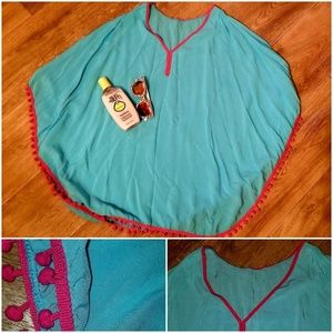 🍭Pom Pom Pink & Blue Beach Pool Cover Up